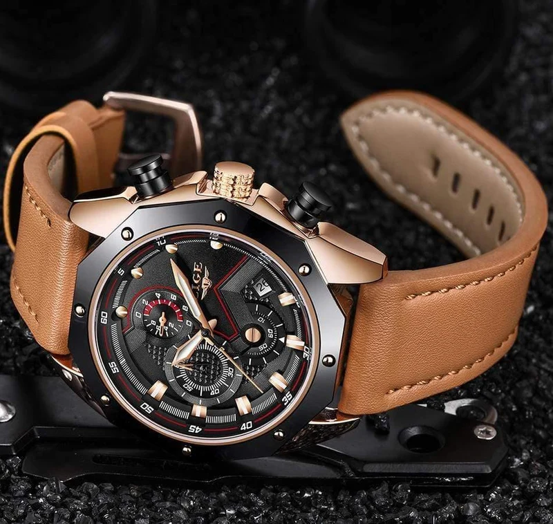 Herrenuhren Top-marke Luxus Quarz Gold Uhr Männer Casual Leder Militärische Wasserdichte Sport Armbanduhr Relogio Masculino