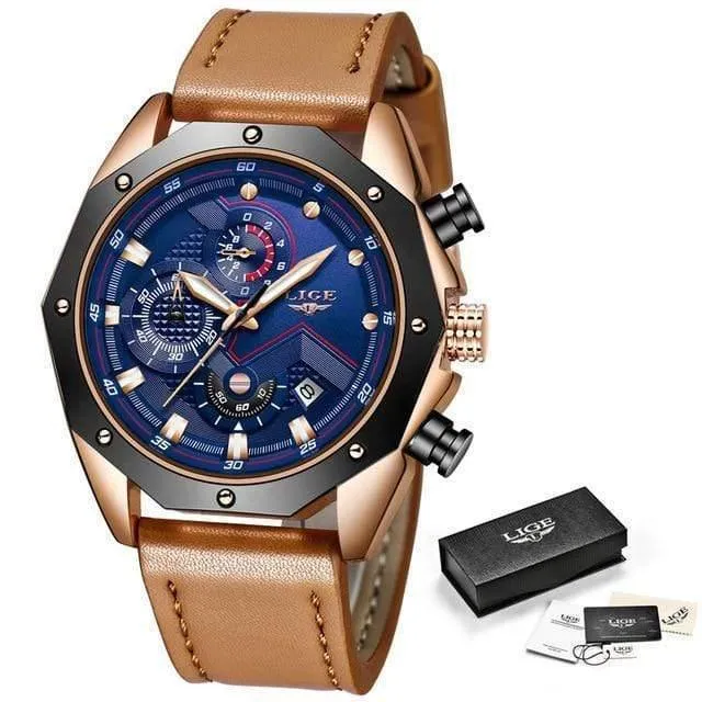 Herrenuhren Top-marke Luxus Quarz Gold Uhr Männer Casual Leder Militärische Wasserdichte Sport Armbanduhr Relogio Masculino