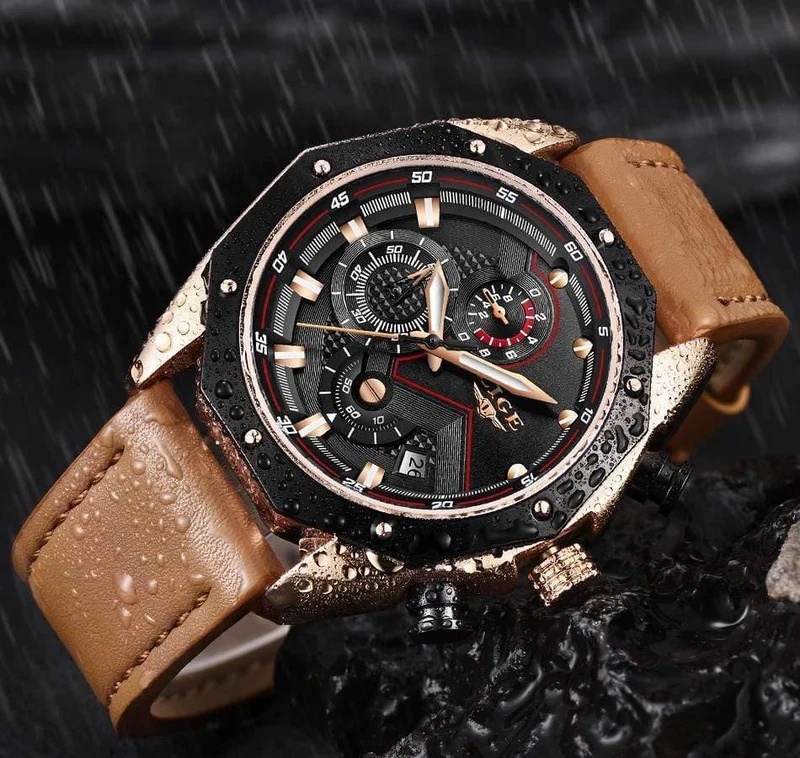 Herrenuhren Top-marke Luxus Quarz Gold Uhr Männer Casual Leder Militärische Wasserdichte Sport Armbanduhr Relogio Masculino
