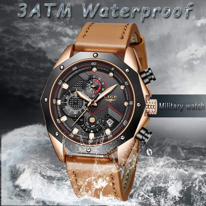 Herrenuhren Top-marke Luxus Quarz Gold Uhr Männer Casual Leder Militärische Wasserdichte Sport Armbanduhr Relogio Masculino
