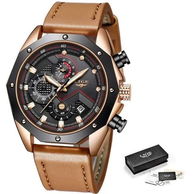 Herrenuhren Top-marke Luxus Quarz Gold Uhr Männer Casual Leder Militärische Wasserdichte Sport Armbanduhr Relogio Masculino