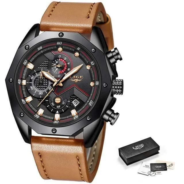Herrenuhren Top-marke Luxus Quarz Gold Uhr Männer Casual Leder Militärische Wasserdichte Sport Armbanduhr Relogio Masculino