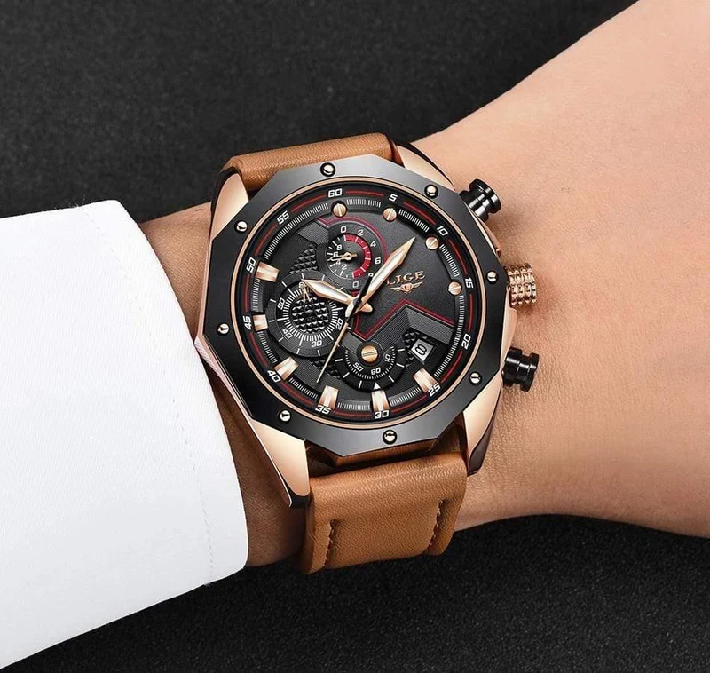 Herrenuhren Top-marke Luxus Quarz Gold Uhr Männer Casual Leder Militärische Wasserdichte Sport Armbanduhr Relogio Masculino