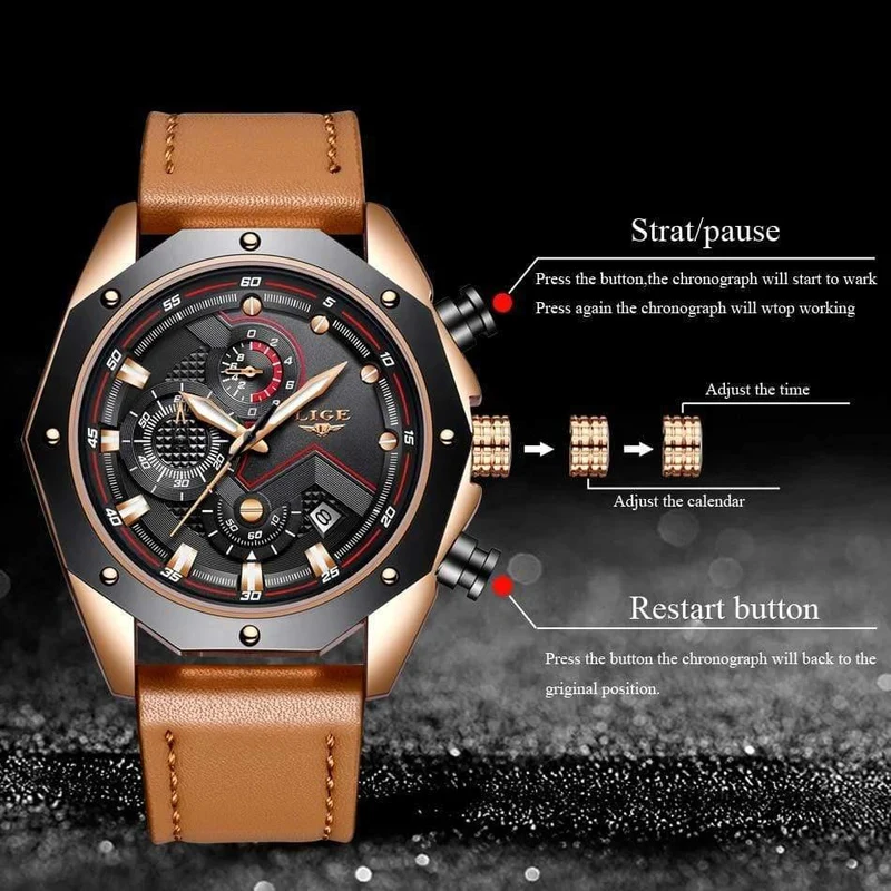 Herrenuhren Top-marke Luxus Quarz Gold Uhr Männer Casual Leder Militärische Wasserdichte Sport Armbanduhr Relogio Masculino