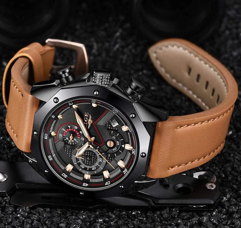 Herrenuhren Top-marke Luxus Quarz Gold Uhr Männer Casual Leder Militärische Wasserdichte Sport Armbanduhr Relogio Masculino