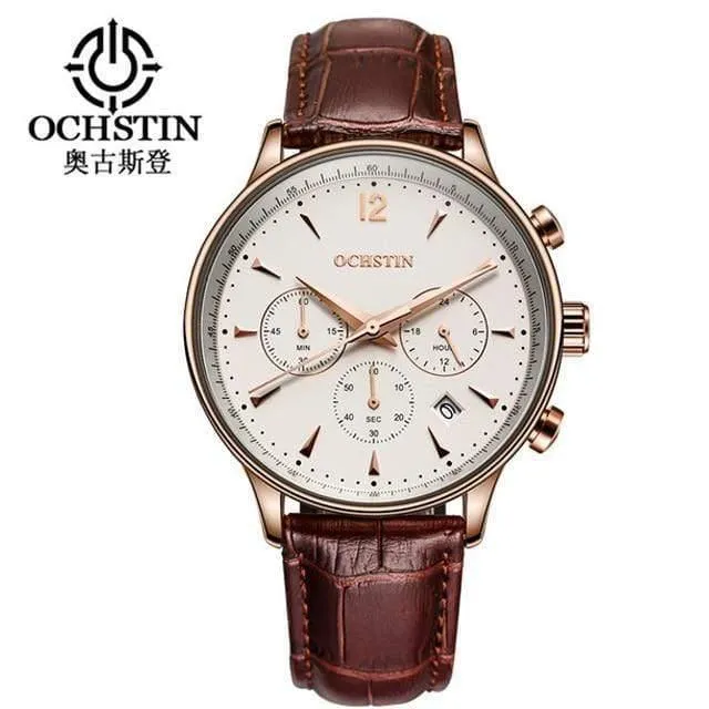 Herrenuhren OCHSTIN Marke Luxus Chronograph Datum Uhr Mann Leder Sport Armbanduhr Männer Business Quarzuhr