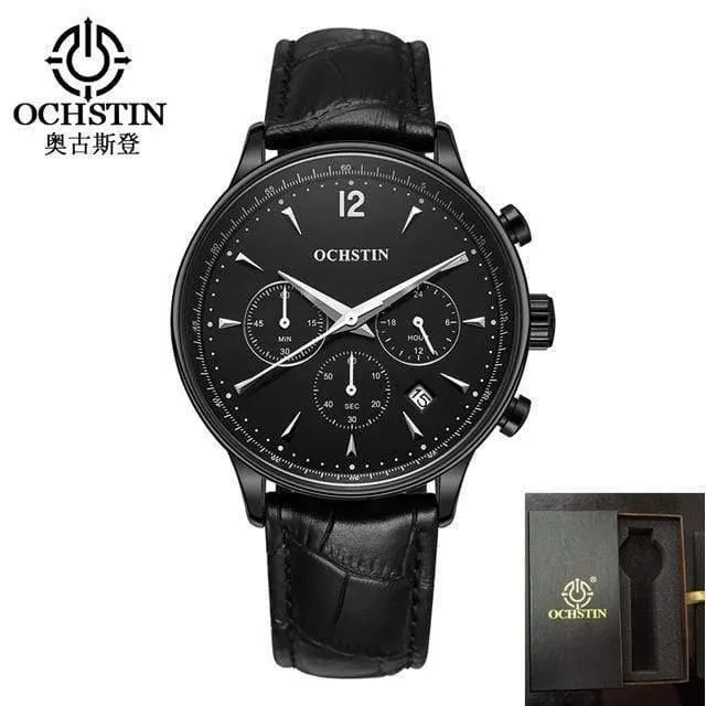 Herrenuhren OCHSTIN Marke Luxus Chronograph Datum Uhr Mann Leder Sport Armbanduhr Männer Business Quarzuhr