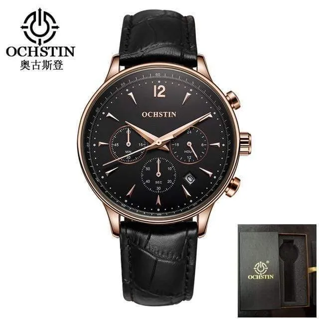 Herrenuhren OCHSTIN Marke Luxus Chronograph Datum Uhr Mann Leder Sport Armbanduhr Männer Business Quarzuhr