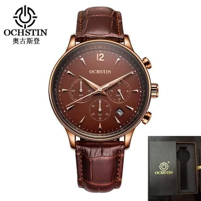 Herrenuhren OCHSTIN Marke Luxus Chronograph Datum Uhr Mann Leder Sport Armbanduhr Männer Business Quarzuhr