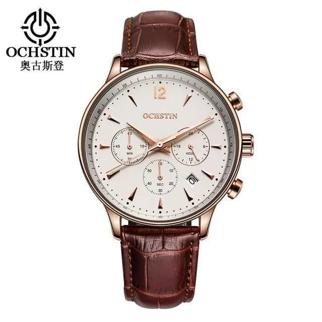 Herrenuhren OCHSTIN Marke Luxus Chronograph Datum Uhr Mann Leder Sport Armbanduhr Männer Business Quarzuhr
