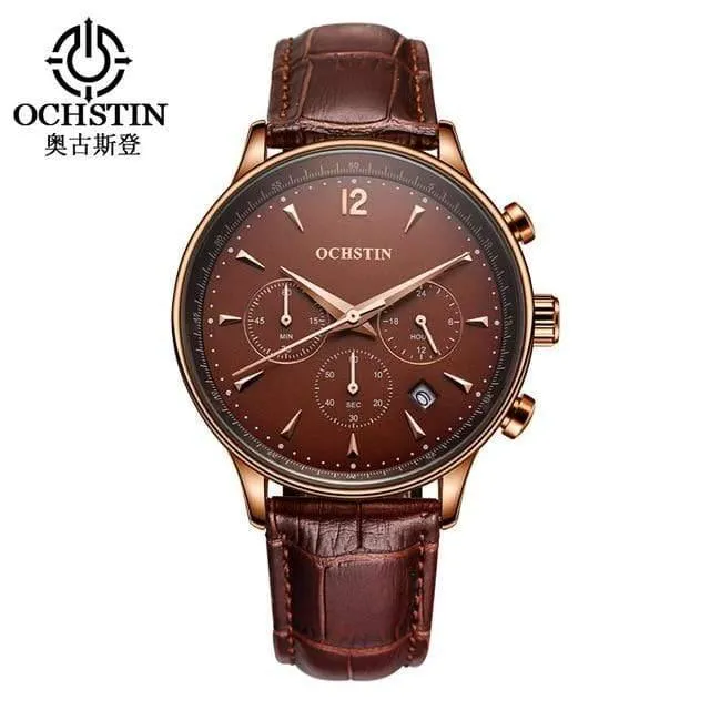 Herrenuhren OCHSTIN Marke Luxus Chronograph Datum Uhr Mann Leder Sport Armbanduhr Männer Business Quarzuhr