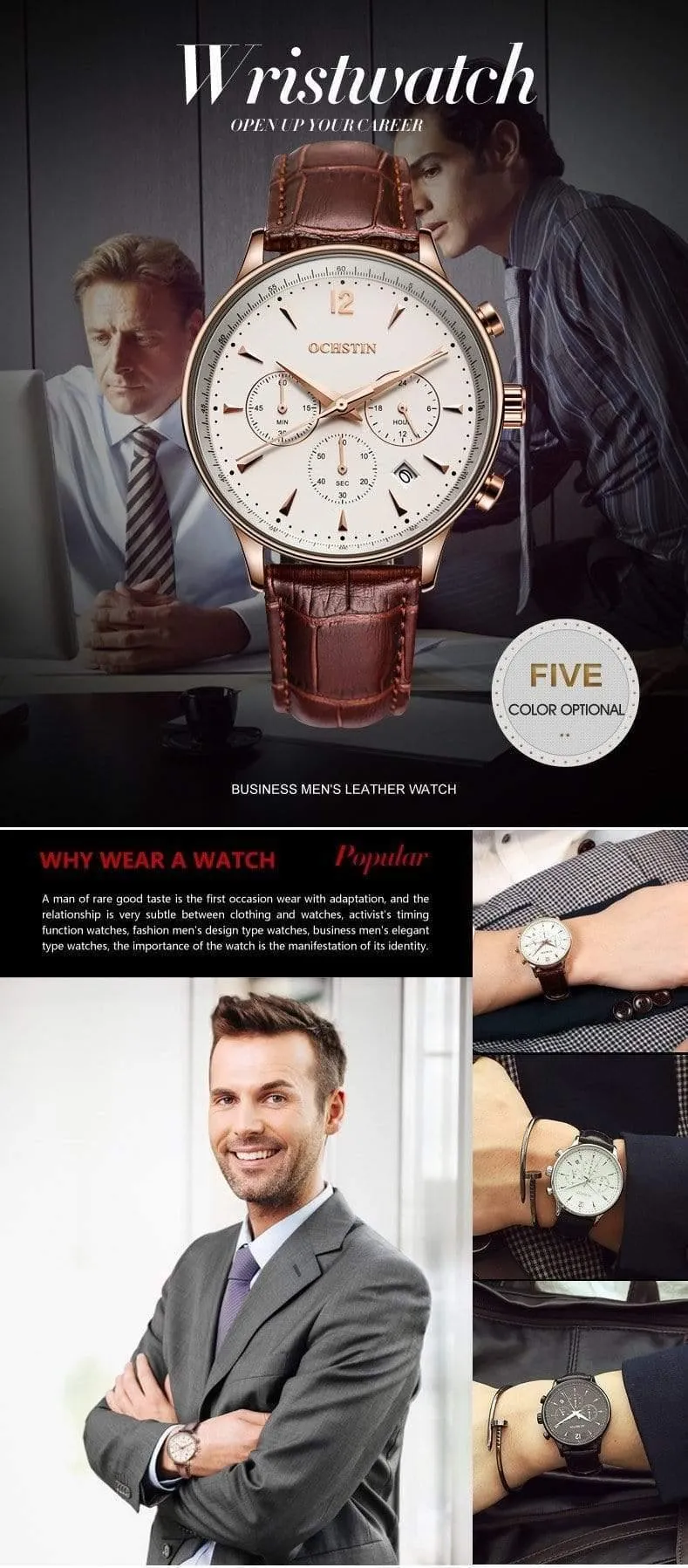Herrenuhren OCHSTIN Marke Luxus Chronograph Datum Uhr Mann Leder Sport Armbanduhr Männer Business Quarzuhr