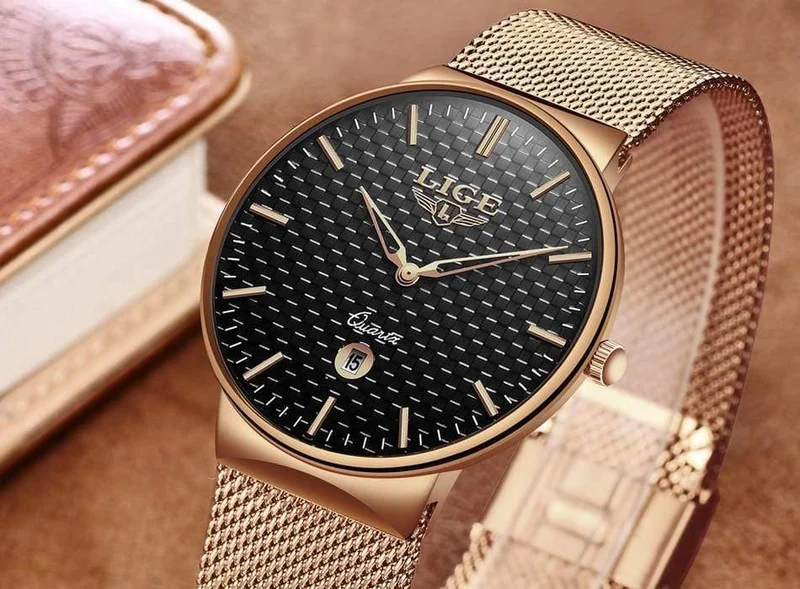 Herren Uhren Top Luxus marke Alle stahl Schlank quarz schwarz Uhr Männer Militär sport wasserdichte uhr Relogio masculino