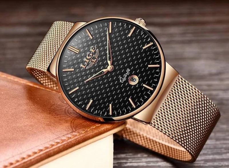 Herren Uhren Top Luxus marke Alle stahl Schlank quarz schwarz Uhr Männer Militär sport wasserdichte uhr Relogio masculino