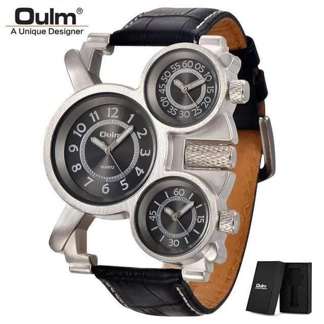 Herrenuhren Casual Quarzuhr Männer Drei Zifferblatt Outdoor Sport Leder Uhr relogio masculino