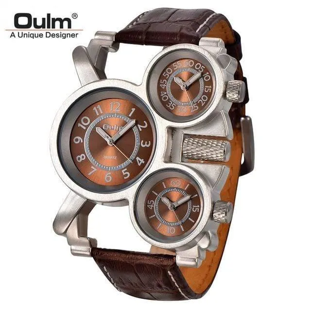 Herrenuhren Casual Quarzuhr Männer Drei Zifferblatt Outdoor Sport Leder Uhr relogio masculino