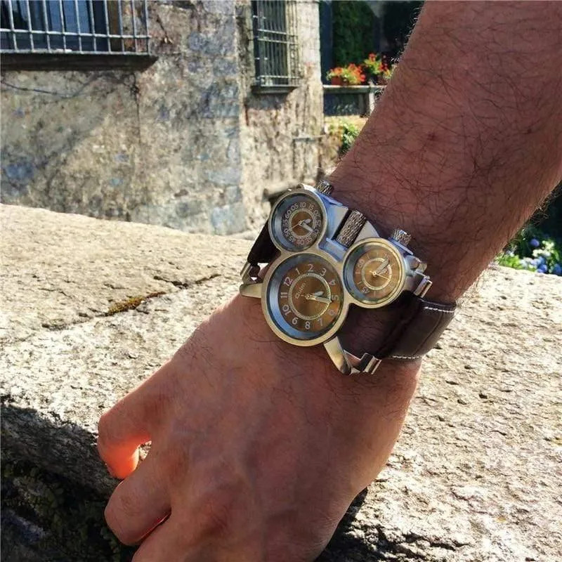 Herrenuhren Casual Quarzuhr Männer Drei Zifferblatt Outdoor Sport Leder Uhr relogio masculino