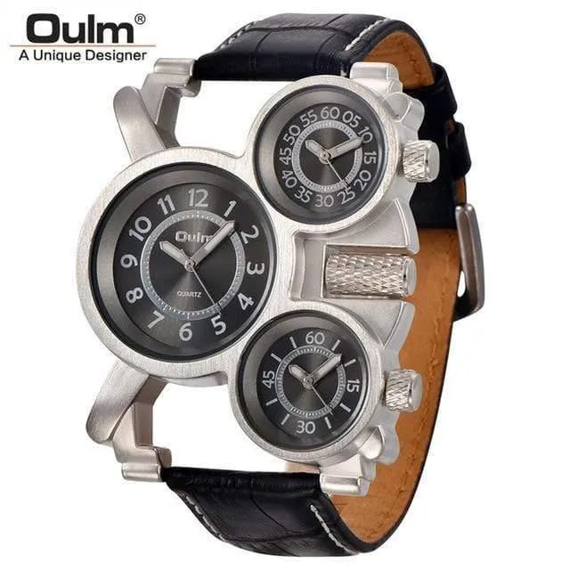 Herrenuhren Casual Quarzuhr Männer Drei Zifferblatt Outdoor Sport Leder Uhr relogio masculino