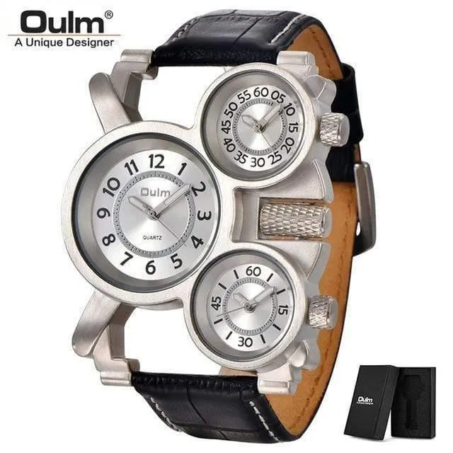 Herrenuhren Casual Quarzuhr Männer Drei Zifferblatt Outdoor Sport Leder Uhr relogio masculino