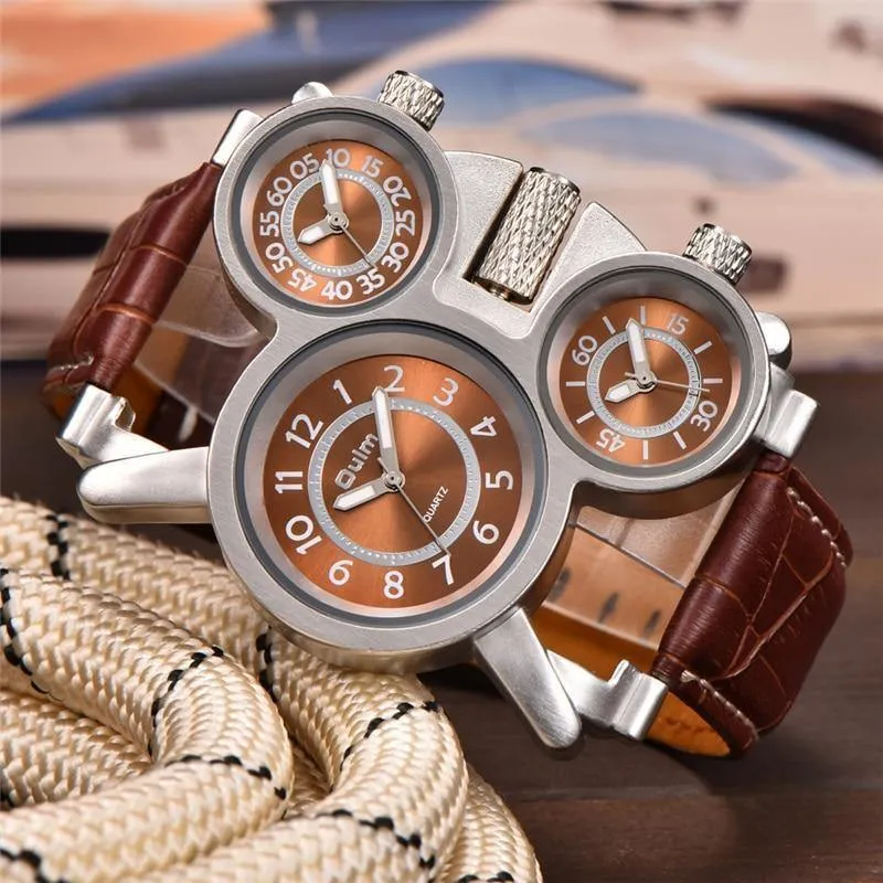 Herrenuhren Casual Quarzuhr Männer Drei Zifferblatt Outdoor Sport Leder Uhr relogio masculino