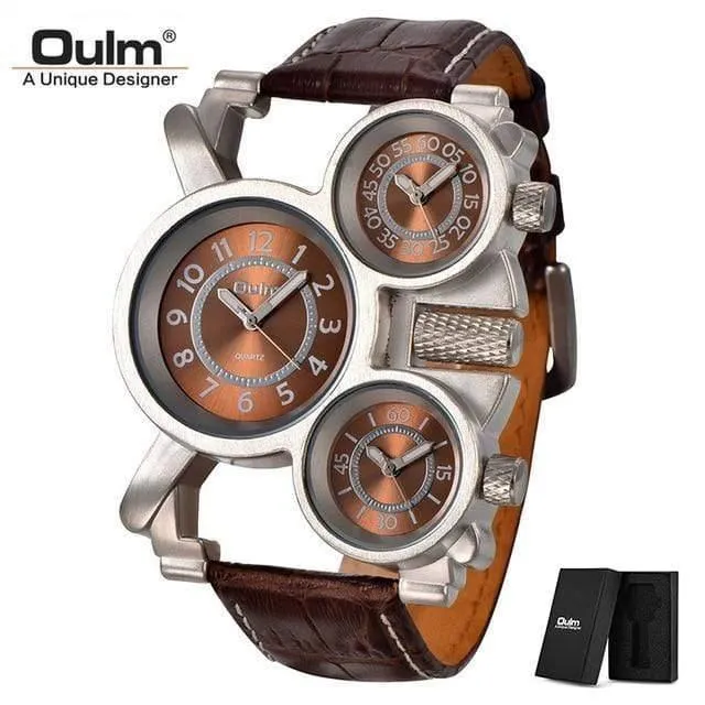 Herrenuhren Casual Quarzuhr Männer Drei Zifferblatt Outdoor Sport Leder Uhr relogio masculino