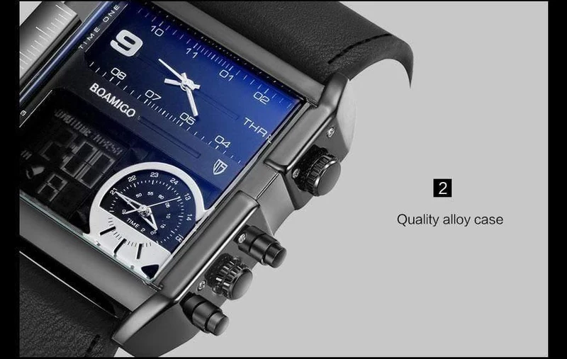 Männer sport uhren 3 zeit zone große mann mode uhr leder quarz armbanduhren relogio masculino montre homme