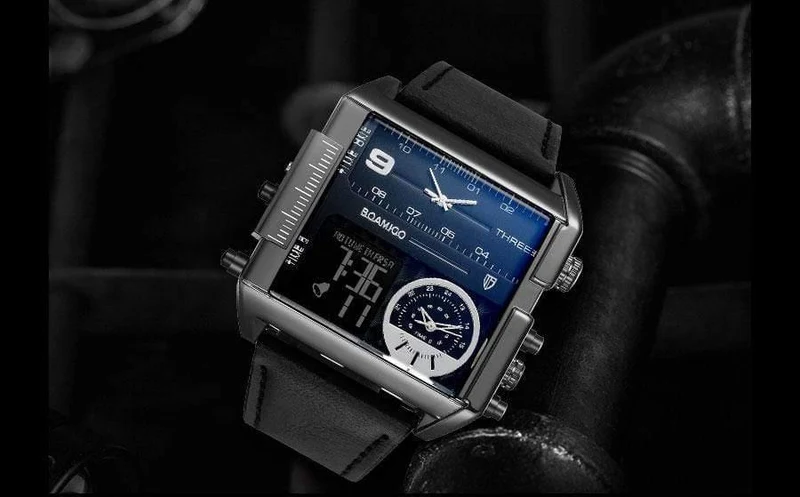Männer sport uhren 3 zeit zone große mann mode uhr leder quarz armbanduhren relogio masculino montre homme