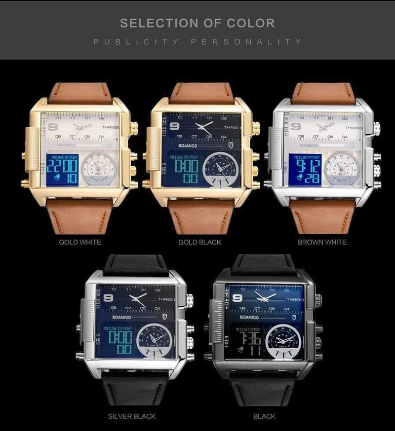 Männer sport uhren 3 zeit zone große mann mode uhr leder quarz armbanduhren relogio masculino montre homme