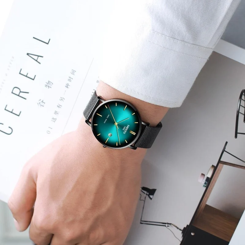 Herren Uhren Top Brand Luxus Mesh Stahl Band Grün Casual Quarz Uhr Männer Mode Sport Armbanduhr Relogio Masculino