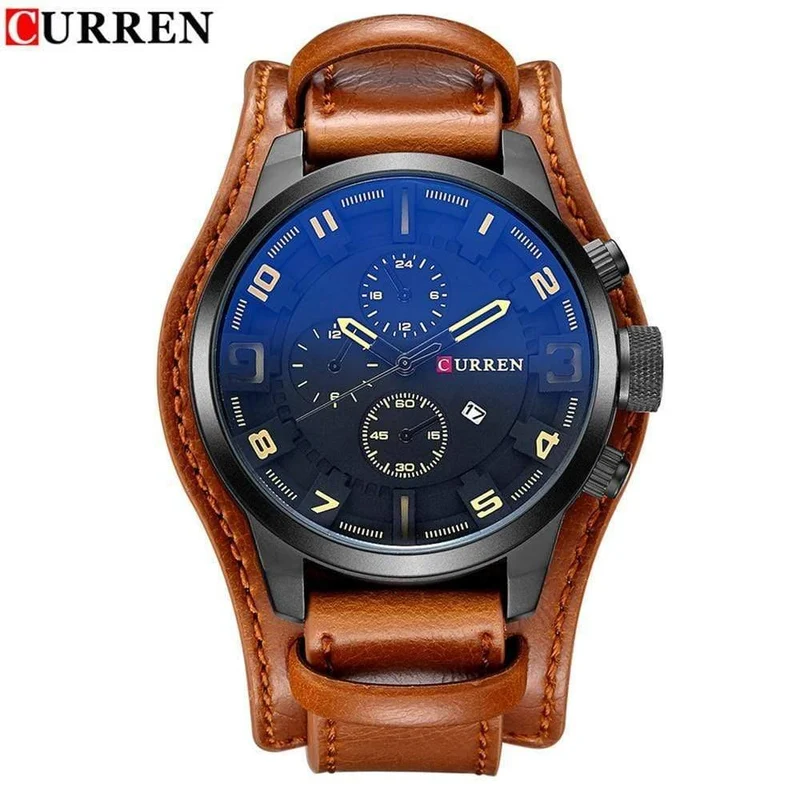 Analoge Sport Herrenuhren Mode Kreative Quarz Lederband Armbanduhr Datum Männliche Uhr Reloj Hombre