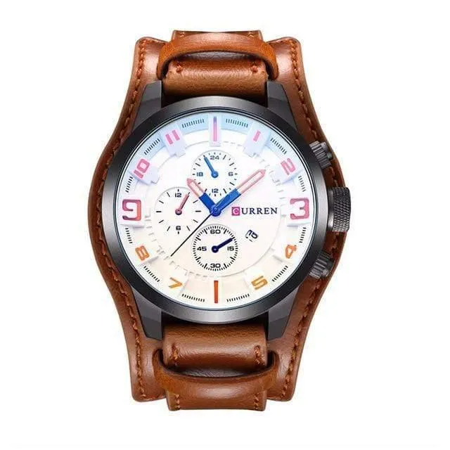 Analoge Sport Herrenuhren Mode Kreative Quarz Lederband Armbanduhr Datum Männliche Uhr Reloj Hombre