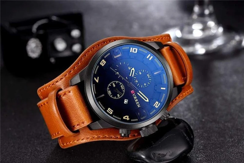 Analoge Sport Herrenuhren Mode Kreative Quarz Lederband Armbanduhr Datum Männliche Uhr Reloj Hombre