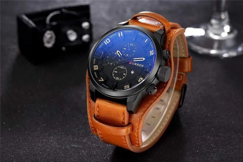Analoge Sport Herrenuhren Mode Kreative Quarz Lederband Armbanduhr Datum Männliche Uhr Reloj Hombre