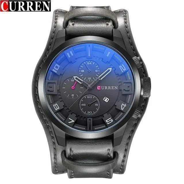 Analoge Sport Herrenuhren Mode Kreative Quarz Lederband Armbanduhr Datum Männliche Uhr Reloj Hombre