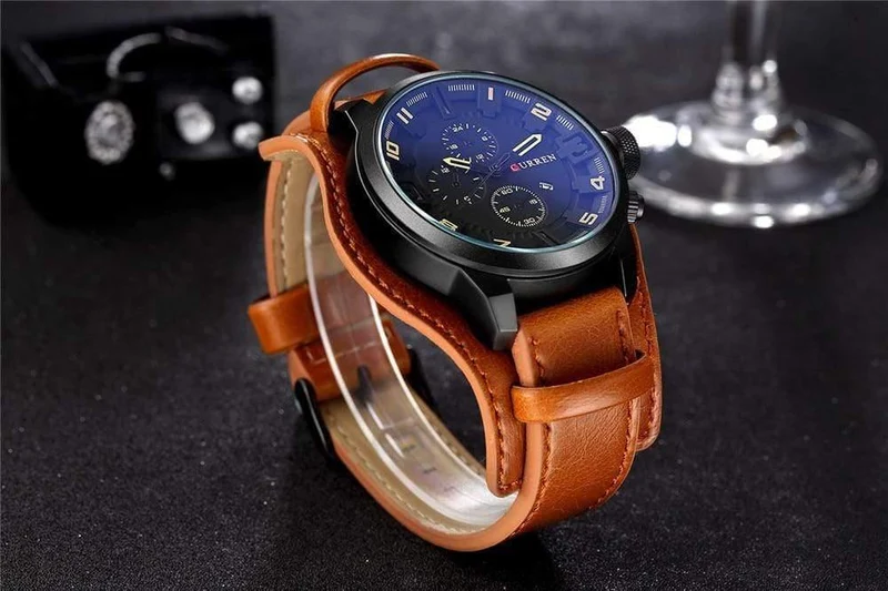 Analoge Sport Herrenuhren Mode Kreative Quarz Lederband Armbanduhr Datum Männliche Uhr Reloj Hombre