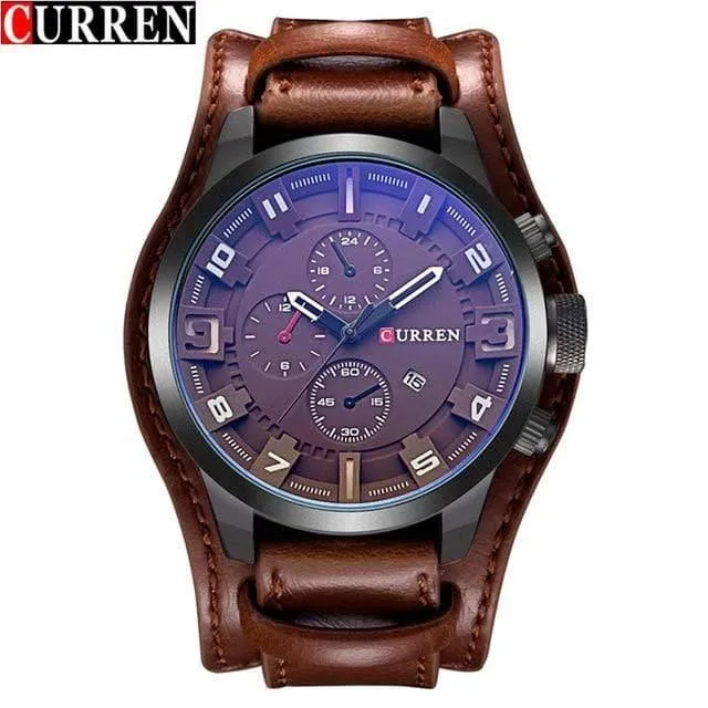 Analoge Sport Herrenuhren Mode Kreative Quarz Lederband Armbanduhr Datum Männliche Uhr Reloj Hombre