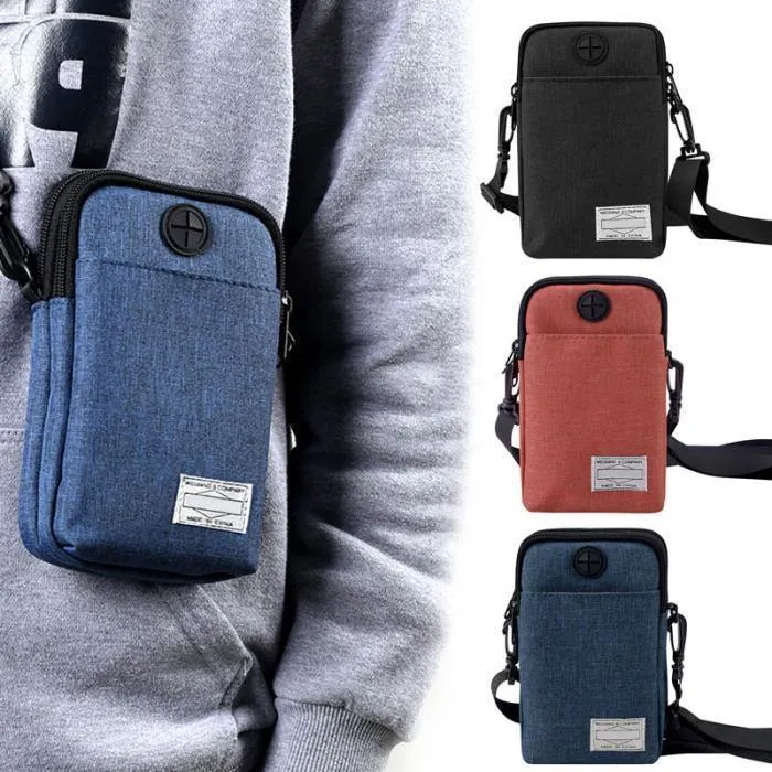 Männer Multifunktionale Wasserdichte Telefon Tasche Mini Umhängetaschen mit Kopfhörer Loch WML99