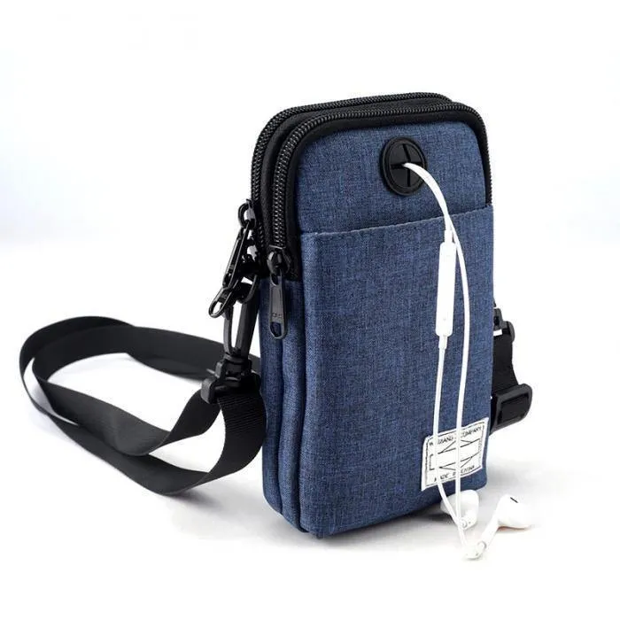 Männer Multifunktionale Wasserdichte Telefon Tasche Mini Umhängetaschen mit Kopfhörer Loch WML99