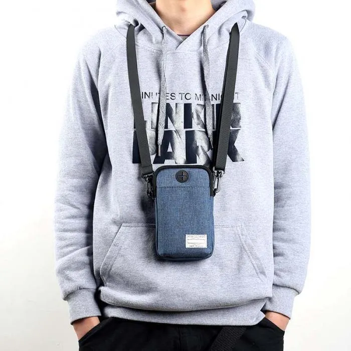 Männer Multifunktionale Wasserdichte Telefon Tasche Mini Umhängetaschen mit Kopfhörer Loch WML99