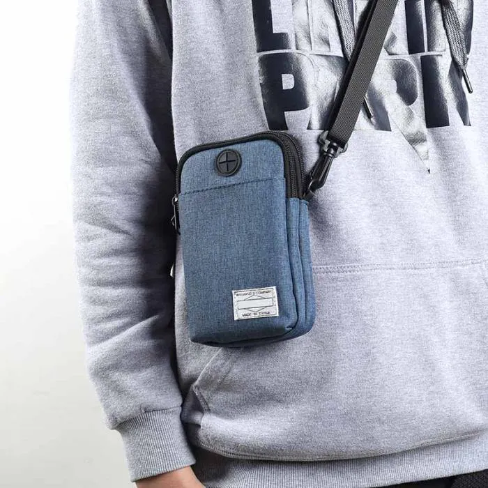 Männer Multifunktionale Wasserdichte Telefon Tasche Mini Umhängetaschen mit Kopfhörer Loch WML99