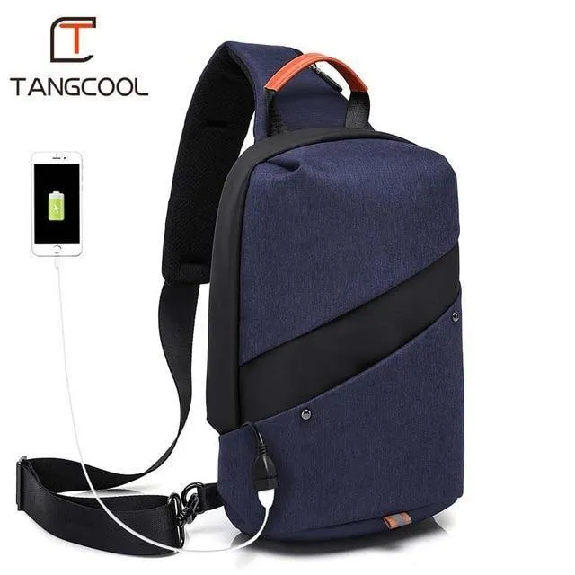 Männer Messenger Bag Männer USB Lade Design Mann Brust Tasche Pack Anti Diebstahl Schulter umhängetaschen für Teenager