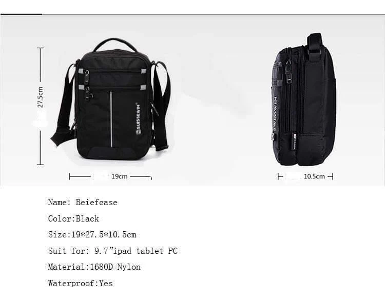 Umhängetasche Freizeit Aktentasche Kleine Umhängetasche für 9.7" 11" Tablets und Dokumente Herren Schwarze Handtasche Umhängetasche