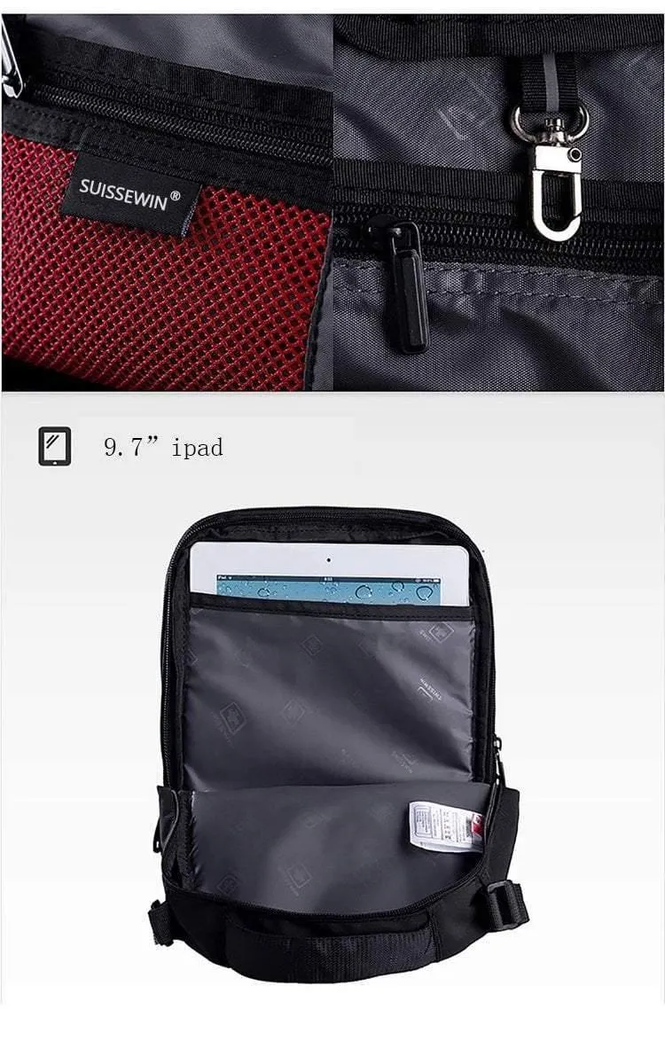 Umhängetasche Freizeit Aktentasche Kleine Umhängetasche für 9.7" 11" Tablets und Dokumente Herren Schwarze Handtasche Umhängetasche