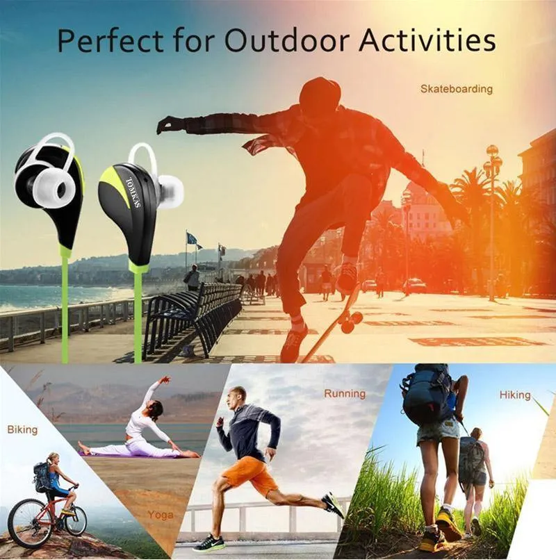TOMKAS Bluetooth 4.0 Sport-Kopfhörer, kabelloses Headset mit Stereo-Mikrofon, Musik, Freisprecheinrichtung, In-Ear-Bluetooth-Kopfhörer für iPhone 6 7 Telefon