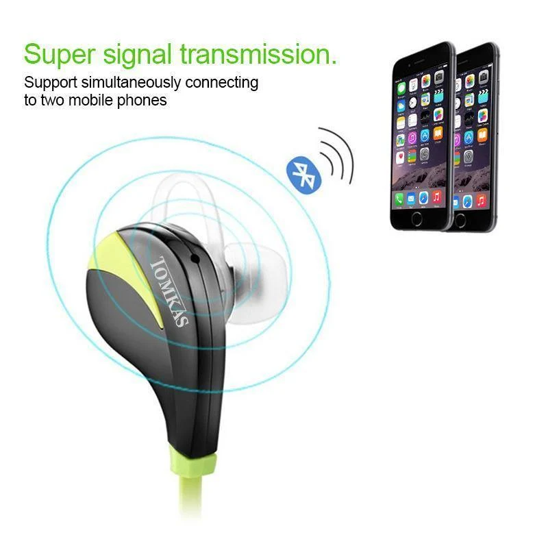TOMKAS Bluetooth 4.0 Sport-Kopfhörer, kabelloses Headset mit Stereo-Mikrofon, Musik, Freisprecheinrichtung, In-Ear-Bluetooth-Kopfhörer für iPhone 6 7 Telefon