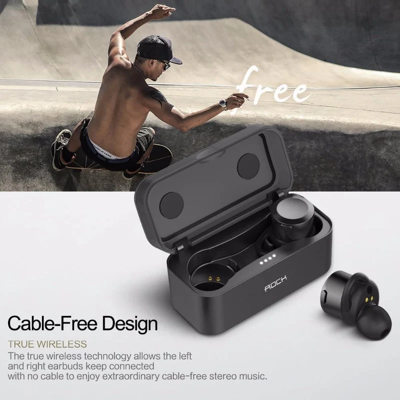 ROCK Mini Wireless Bluetooth-Kopfhörer EB10 TWS Stereo mit Mikrofon Universelle kabellose Freisprecheinrichtung für iPhone X Samsung Xiaomi