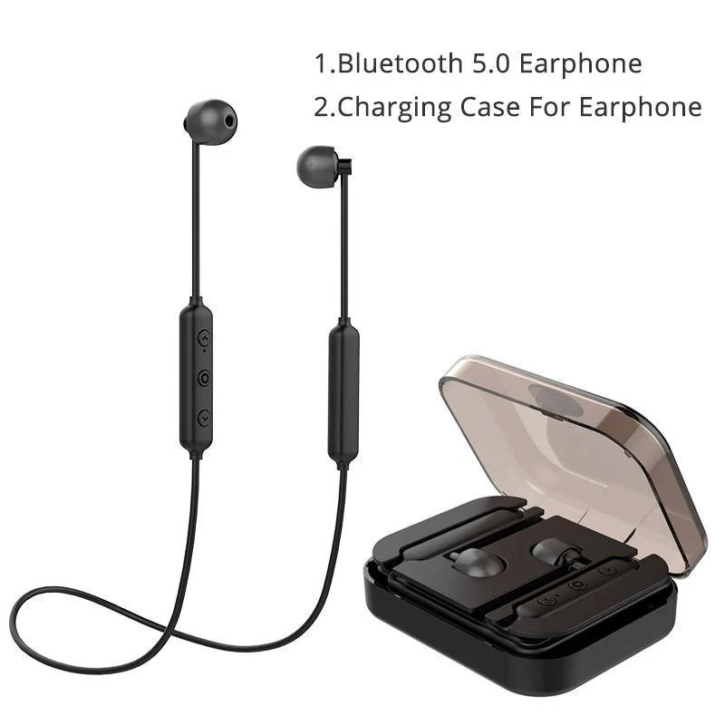 ROCK Bluetooth-Kopfhörer-Headset mit magnetischer Anziehung, wasserdicht, mit Ladebox, Mikrofon, reichhaltiges Bass-Headset