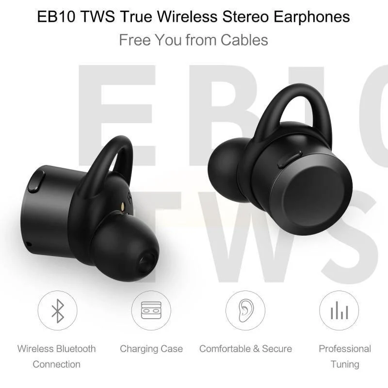 ROCK Echte Drahtlose Ohrhörer Hifi Bluetooth Kopfhörer EB10 TWS Stereo Mit Mikrofon für iPhone X 8 Samsung Xiaomi Ladegerät Box kopfhörer