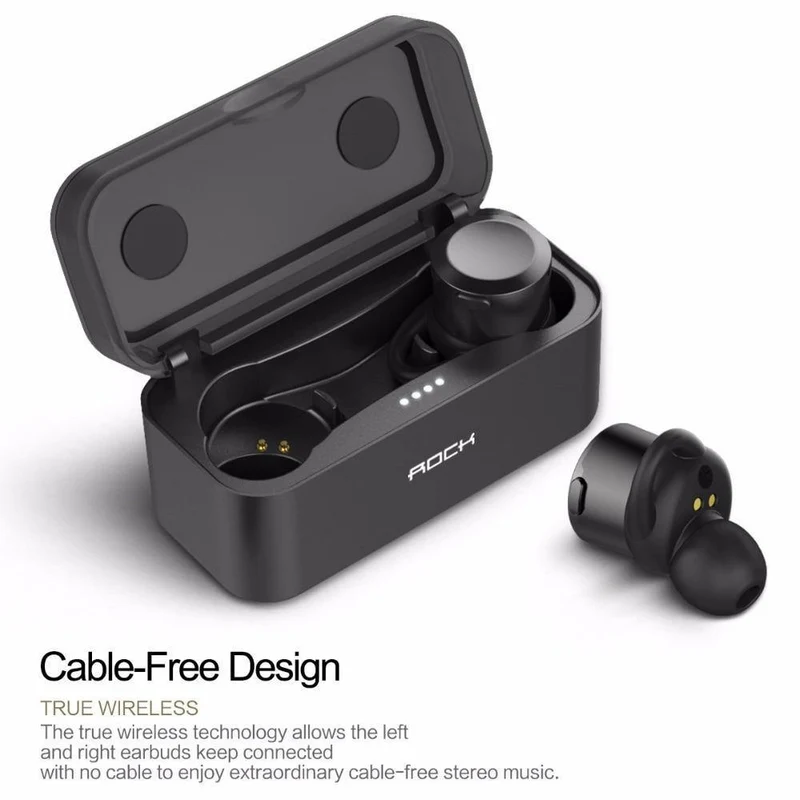 ROCK Echte Drahtlose Ohrhörer Hifi Bluetooth Kopfhörer EB10 TWS Stereo Mit Mikrofon für iPhone X 8 Samsung Xiaomi Ladegerät Box kopfhörer