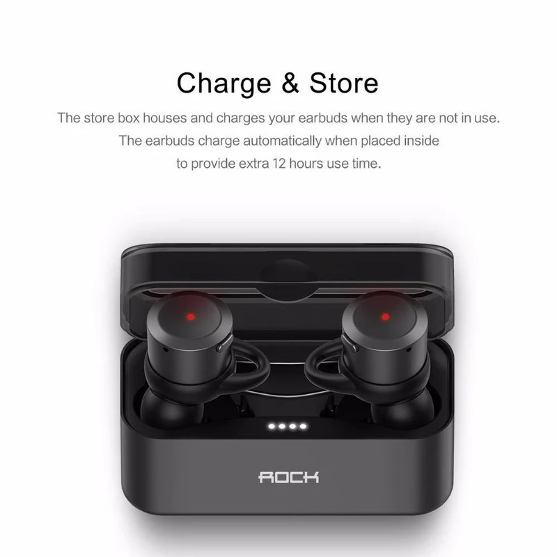 ROCK Echte Drahtlose Ohrhörer Hifi Bluetooth Kopfhörer EB10 TWS Stereo Mit Mikrofon für iPhone X 8 Samsung Xiaomi Ladegerät Box kopfhörer